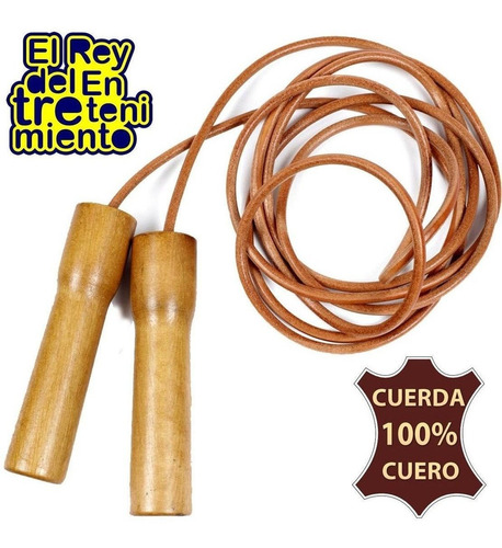 Cuerda De Saltar 100% Cuero C/ Ruleman Boxeo Fitness El Rey