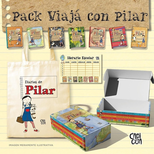 Pack Viajá Con Pilar- 7 Libros + Bolsa De Regalo