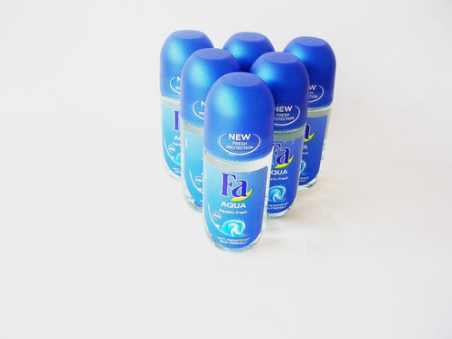 Kit C/ 6 Desodorante Fa Masculino Roll-on Aqua 50ml