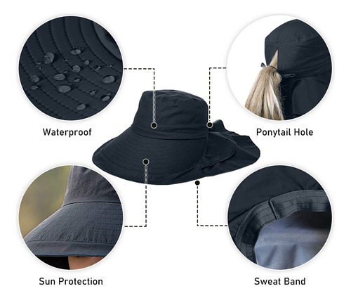 Gorra De Senderismo Para Mujer Con Ala Ancha Upf 50+