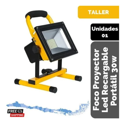 Imagen 5 de 6 de Foco Proyector Led Recargable Portátil 30w Trabajo Fría+rgb