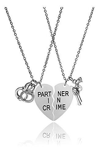 Collar - Best Friend Partners In Crime Necklaces For 2-bff F