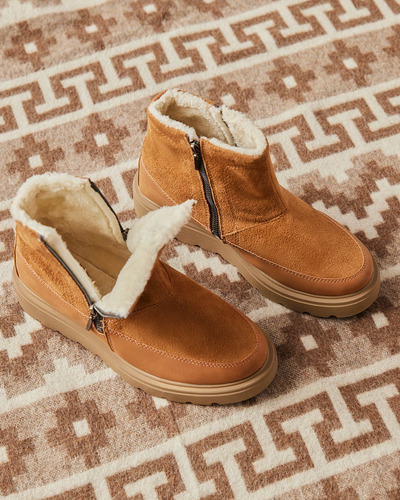Bota Zipper Gamuza Camel