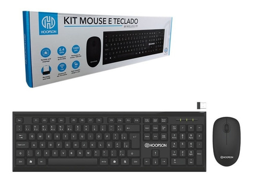Kit Teclado E Mouse Sem Fio 2.4 Ghz Hoopson Tpc-070kw Cor do mouse Preto Cor do teclado Preto