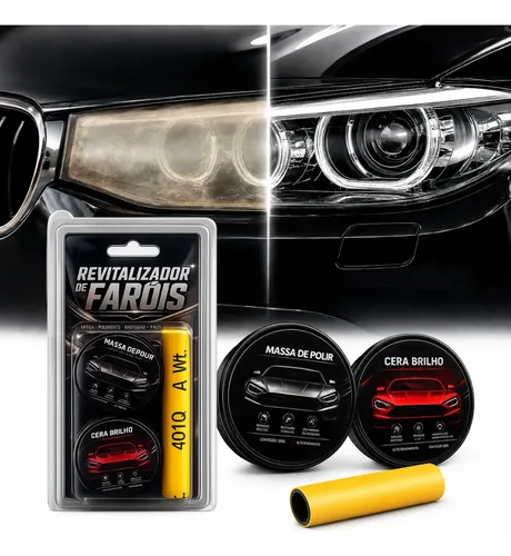 Kit Recuperador De Faróis Automotivo Polidor + Cera Brilho