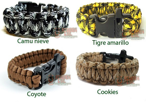 Pulsera Supervivencia Paracord Militar Pedernal Silbato Nava