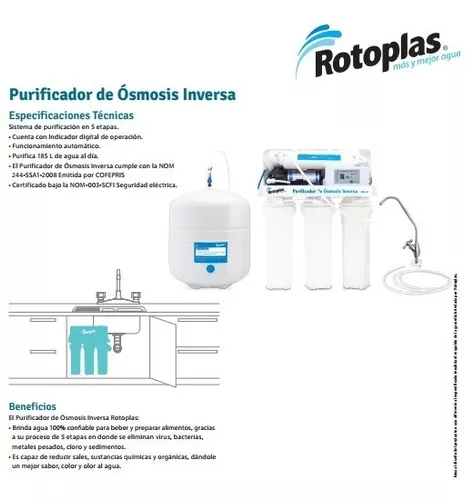 Purificador de Osmosis Inversa Rotoplas