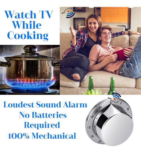 Reloj Temporizador Chef Cooking Con Alarma Fuerte, Mecánico