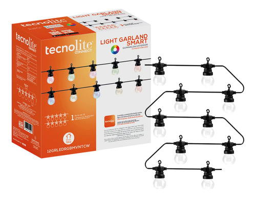 Guirnalda Serie De 10 Luces Led Inteligente 7m Tecnolite Blanca Y Rgb