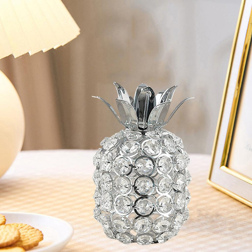 Prata Cristal Cristal Abacaxi Ornamento Estátua De Strass