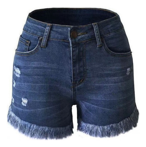 Short Jeans Com Franjas Rasgadas Lili Color