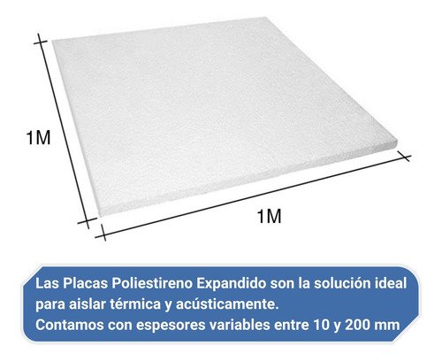 Placa Plancha De Eps Telgopor Aislante 1m X 1m 40mm 20 Kg/m3