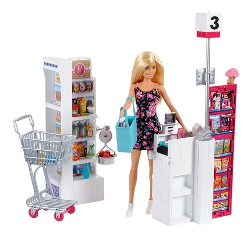 Brinquedo Boneca Barbie Supermercado De Luxo Mattel Frp01