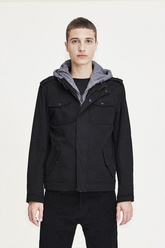 Campera Levis Hombre Milita Jacket Buzo Gabardina Negra