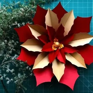 Kit 12 Flores Gigante De Papel Noche Buena Navideñas Kit 12 Flores Gigante De Papel Noche Buena Navideñas