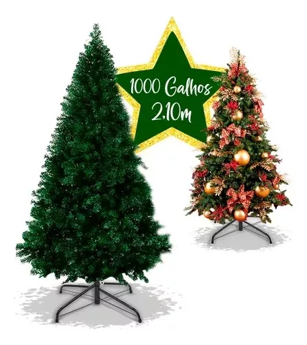 Árvore De Natal Grande 2.10m 1000 Galhos Pinheiro Cheio