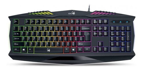 Teclado Gamer Genius Gx Gaming Scorpion K220 Qwerty Español Color Negro Con Luz De 7 Colores