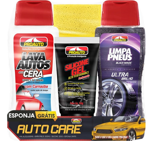 Kit Limpeza Care Automotiva Com Silicone Shampoo Pretinho