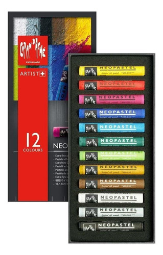 Giz Pastel Oleoso Caran D'ache Neopastel 12 Cores