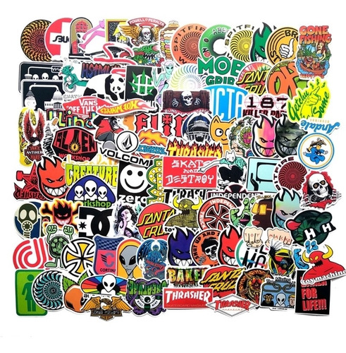 50 Stickers Calcomanías Skateboarding Vans Santa Cruz Marcas