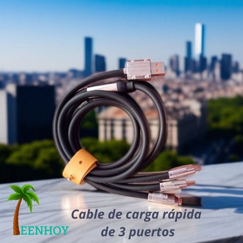 Cable Carga Rapida 3 Puntas: C - iPhone - Usb C. Cargador