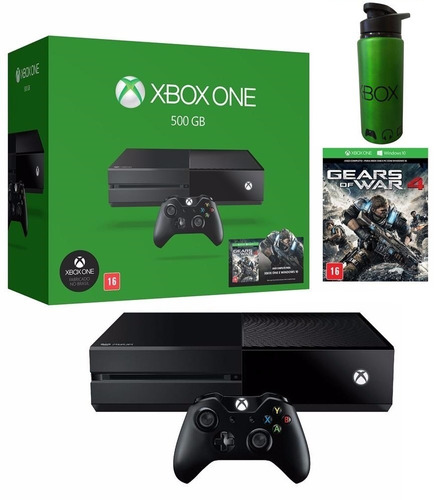 Console Xbox One 500gb Gears Of War 4 + Brinde Garrafa Xbox