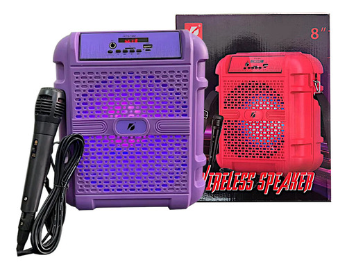 Bocina Bluetooth Karaoke Con Microfono 8 PuLG Entrada Usb