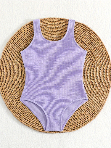 Traje De Baño De Una Pieza For Niñas Con Cuello En U For
