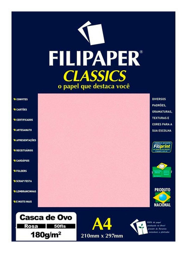 Papel A4 Casca De Ovo Rosa 180g