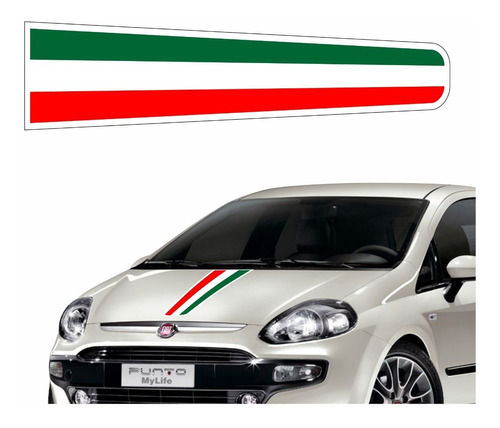 Adesivo Faixa Capo Fiat Punto Italia Tricolor Imp318