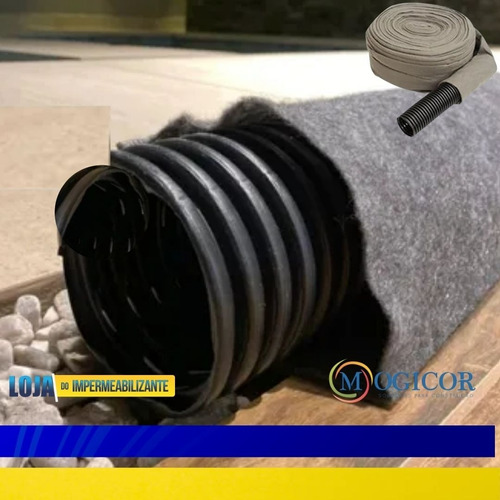 Imagem 6 de 7 de Kit Tubo Drenagem 100mm + Camisa Geotextil Dreno 50 Metros