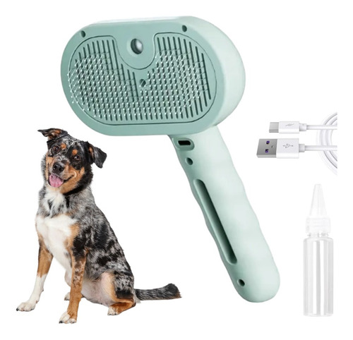 Cepillo A Vapor Autolimpiante Cardina Suave Perros Gatos Verde Claro