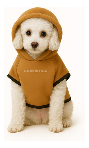 Buzo Para Perro Con Capucha - Abrigo Corderito Para Invierno Camel Talle 7