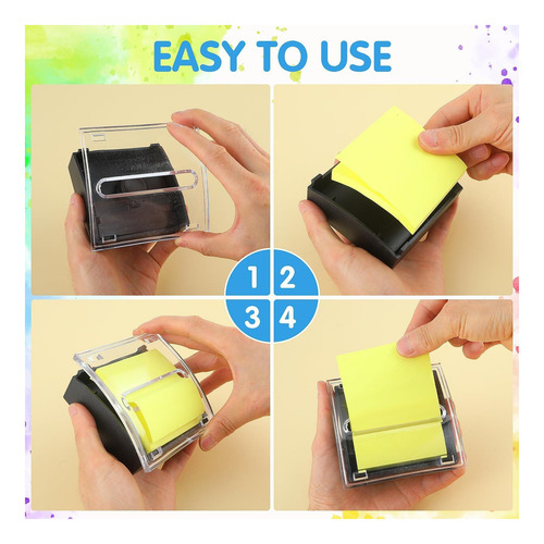 12 Pcs Notas Adhesivas Con 2 Pcs Pop Up Notes Dispenser, En
