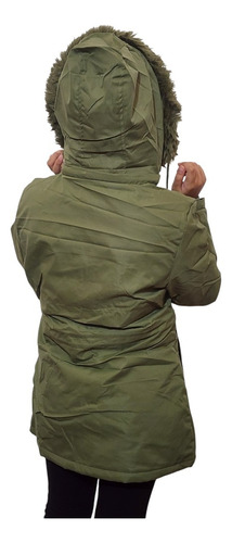 Campera Parka Impermeable Nenas Con Piel Y Capucha