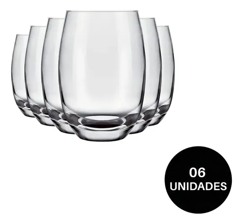 Conjunto 6 Copos De Vidro Nadir Figueiredo Aruba 465ml Transparentes