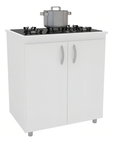 Balcão De Cozinha Floreal 2 Portas Para Cooktop Branco