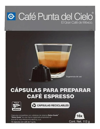 3 Pza Cápsulas De Café Punta Del Cielo Espresso 16 Pzas