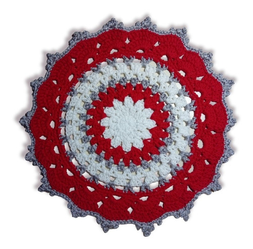 Carpeta Crochet Centro De Mesa Tejido 30cm Artesanal Navidad