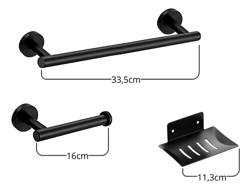 Set Accesorios De Baño Kit Juego 6 Piezas Ac Inox Negro
