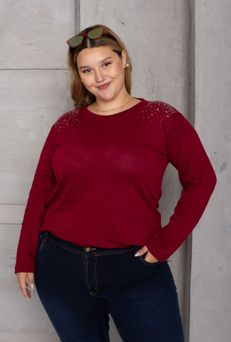 Sweater Malibú Lanilla Tachas Talle Grande Especial