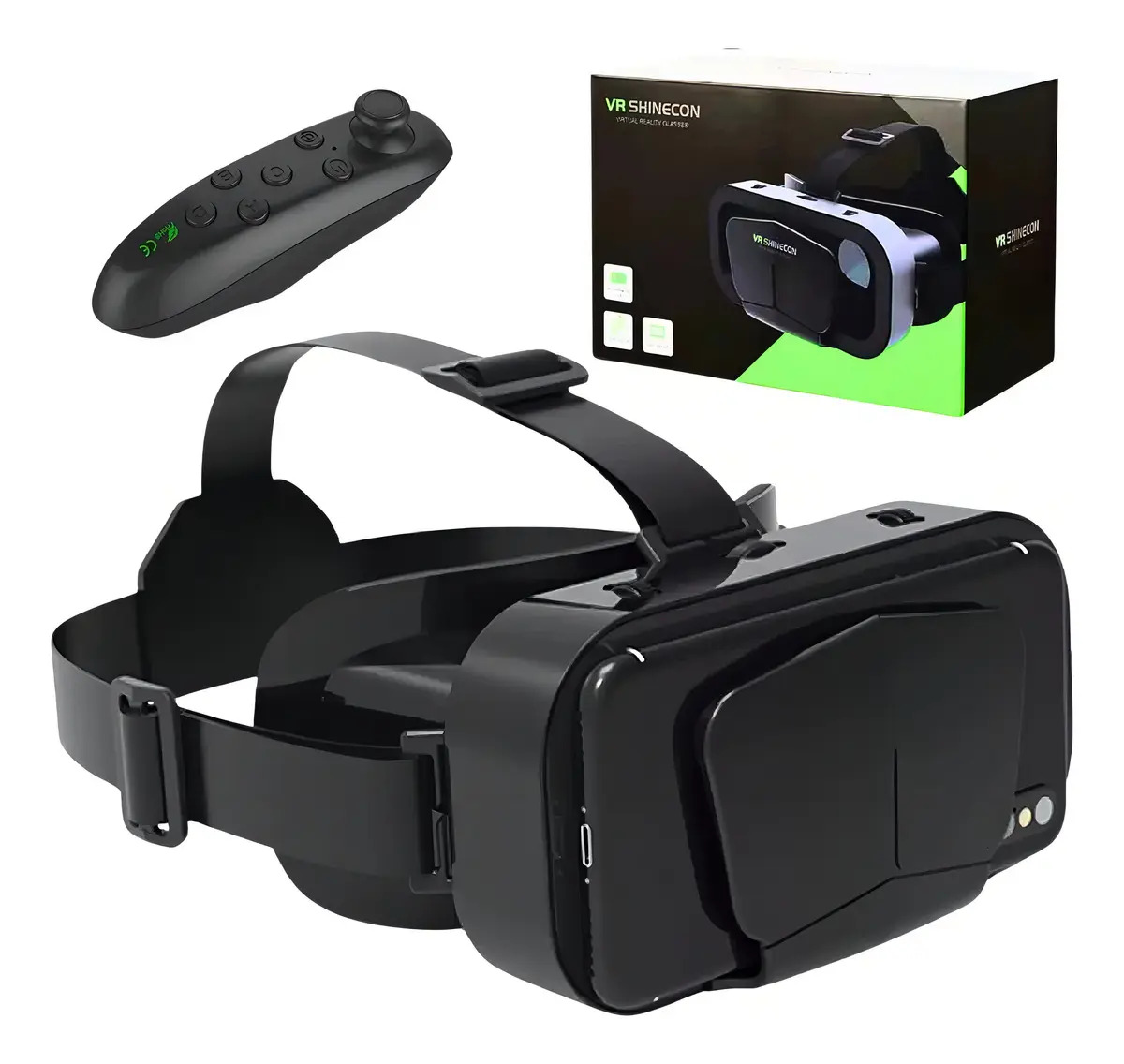 Óculos VR Shinecon G10 3D Preto com Controle e Áudio 3D para Smartphones 4.7-7 Polegadas