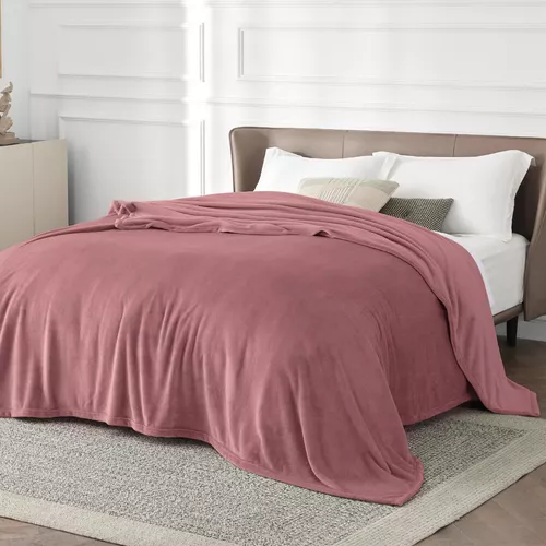 Manta cálida rosa suave y ligera manta suave para cama