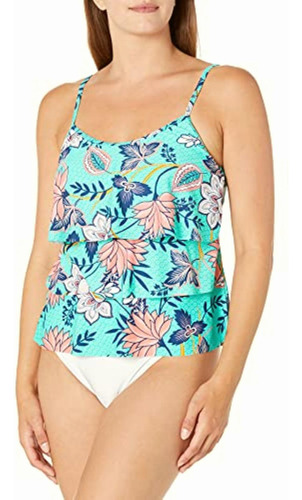 Caribbean Joe Tankini De Triple Nivel Para Mujer, Midnight,