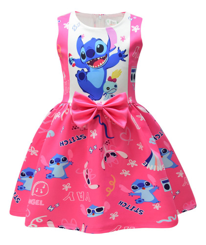 Vestido De Niña Con Falda Infantil Lilo And Stitch De Star B