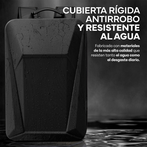 Mochila Para Laptop Antirrobo Ejecutiva Con Cubierta Rigida, Mochila De Viaje Con Candado, Puertos Usb, Resistente Al Agua, Multiples Compartimentos Color Negro Diseño De La Tela Lisa