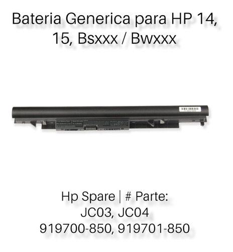 Bateria Generica Nueva Para Laptop Hp 14/15 Bsx/bwx Jc03/04