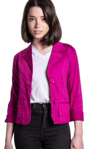 Blazer Saco Garbardina Elastizada Cotton/saten Para Mujer