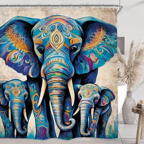 Juego De Cortina De Ducha Bohemia De Elefante, 71 Pulgadas D