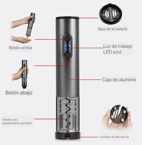 Imagen 2 de 6 de Saca Corcho Eléctrico Gadnic Vinos Destapador Automático
